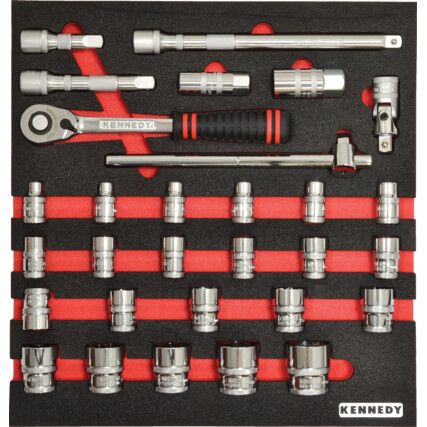 30 RÉSZES METRIKUS  KEN-GRIP 1/2" DUGÓKULCS KÉSZLET SZIVACSBAN M1832